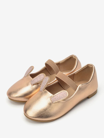 Zapatos de niña de las flores Zapatos de fiesta de cuero PU dorado para niños