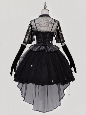女性のためのロリータ コルセット ブラック フリル ポリエステル