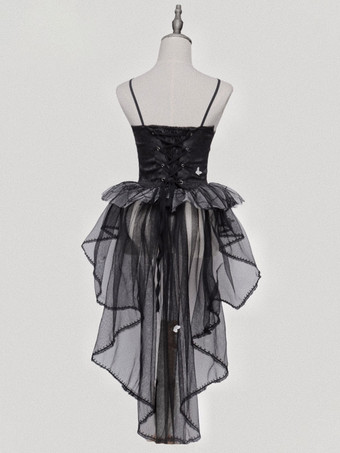 女性のためのロリータ コルセット ブラック フリル ポリエステル