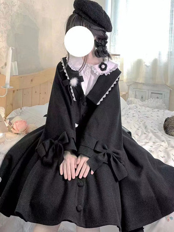 ブラック アカデミック ロリータ衣装 ピンク フリル 長袖 スカート トップ