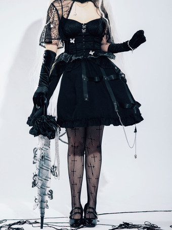 ゴスロリ スカート ブラック チェーン ロリータ スカート