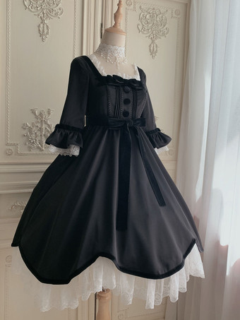 ゴシックロリータドレスフリルブラックブラック