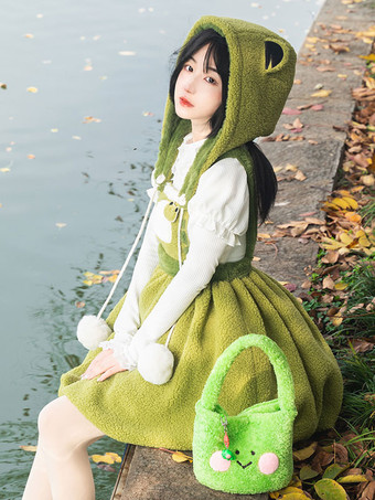 Robe Sweet Lolita Robe sans manches en polyester à pompons