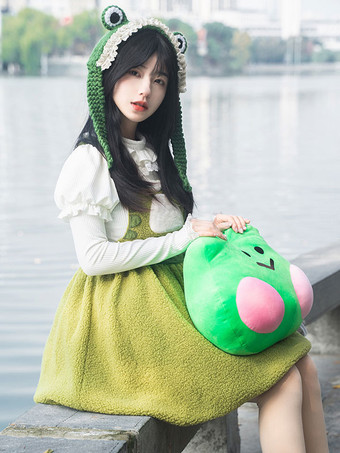 Robe Sweet Lolita Robe sans manches en polyester à pompons