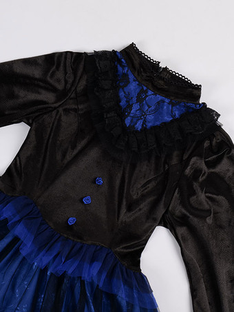 ゴシックロリータドレス レース フリル ブルー ブルー