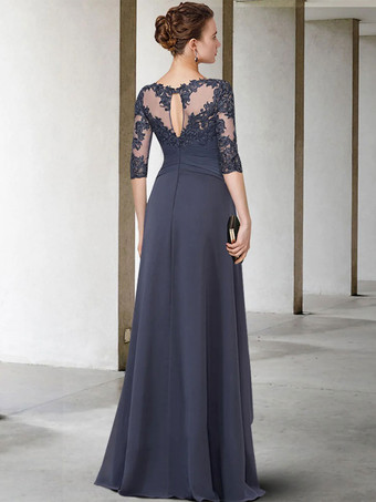 母のドレス ジュエルネック ハーフスリーブ Aライン レース マキシレングス ゲストドレス 結婚式用 自由なカスタマイズ