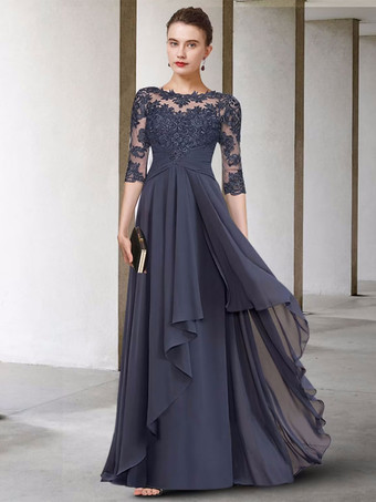 Mother Dress Jewel Neck Half Sleeves A-Line Lace Floor-Length Guest Dresses For Wedding Free Customization