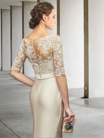 マザードレス ジュエルネック 五分袖 シースレース 結婚式のゲストドレス 自由なカスタマイズ