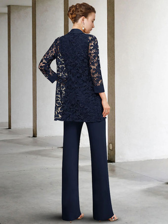 花嫁の母親のためのパーティードレス ジュエルネック 7分袖 Aライン レース 足首丈 結婚式用ゲストドレス 無料カスタマイズ