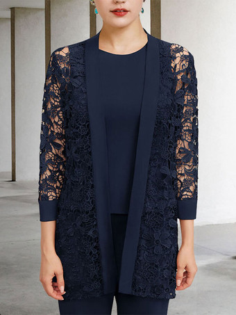 花嫁の母親のためのパーティードレス ジュエルネック 7分袖 Aライン レース 足首丈 結婚式用ゲストドレス 無料カスタマイズ