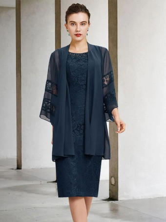 花嫁の母のためのパーティー ドレス ジュエル ネック ノースリーブ A ライン レース ウェディング ゲスト ドレス 自由なカスタマイズ