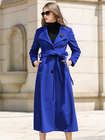 Royal Blue Robe Wrap Coat - Women - Ready-to-Wear