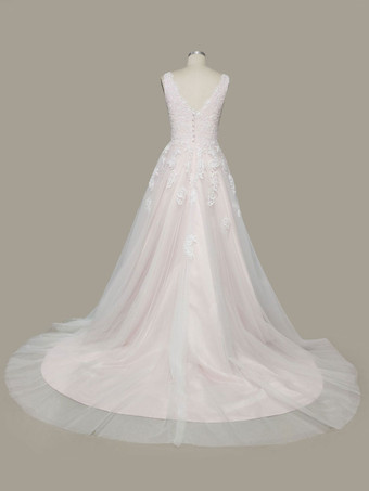 Schlichtes Brautkleid Brautkleider große Größen Spitze A-Linie- Weiß Standesamtkleid