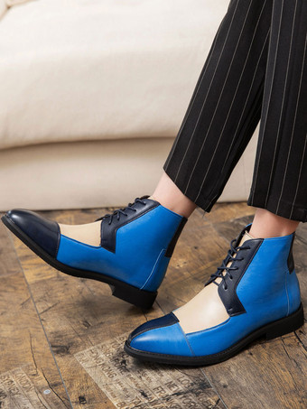 メンズ デザート チャッカブーツ カラーブロック レースアップ キャップトゥ オックスフォード アンクルブーツ