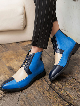 メンズ デザート チャッカブーツ カラーブロック レースアップ キャップトゥ オックスフォード アンクルブーツ