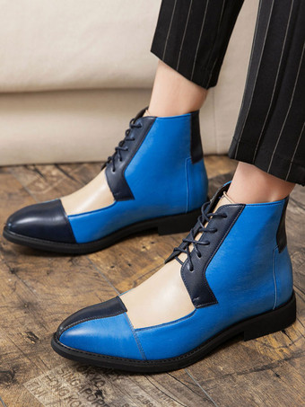 メンズ デザート チャッカブーツ カラーブロック レースアップ キャップトゥ オックスフォード アンクルブーツ