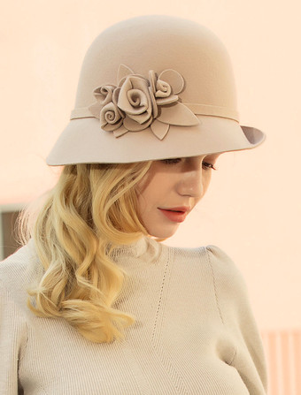 Chapeau en laine Cloche Retro Femmes Hiver Royal Casquette Chapeau Feutre Déguisements Halloween