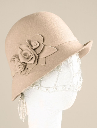 Camel Chapeau en laine Cloche Retro Femmes Hiver Royal Casquette Chapeau Feutre Déguisements Halloween