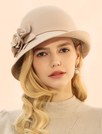 Chapeau en laine Cloche Retro Femmes Hiver Royal Casquette Chapeau Feutre Déguisements Halloween