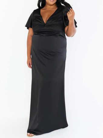 Robe de demoiselle d'honneur robe cocktail mariage col V manche courte zip sur dos