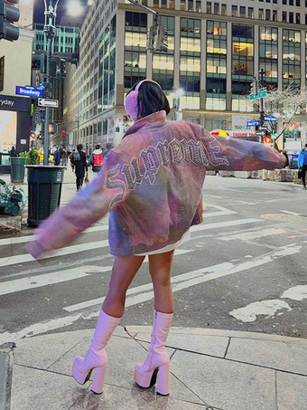 レディース プラットフォーム チャンキーヒール ゴーゴーブーツ パテントブライトレザー ハイヒールブーツ