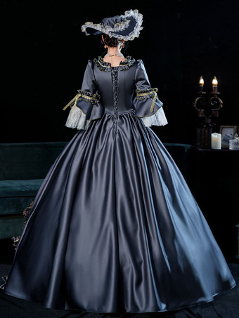 女性のためのブラックゴールドレトロコスチュームドレスマリーアントワネットコスチュームユーロスタイルパーティーウエディングドレス