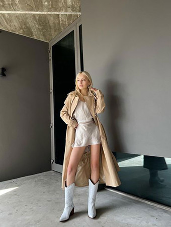 女性用ロングコートターンダウンカラー長袖カジュアル厚手カーキウールコート