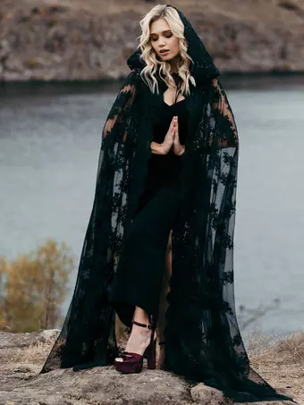 black wedding dress with cape INEZ | Black Wedding Cape main image 0