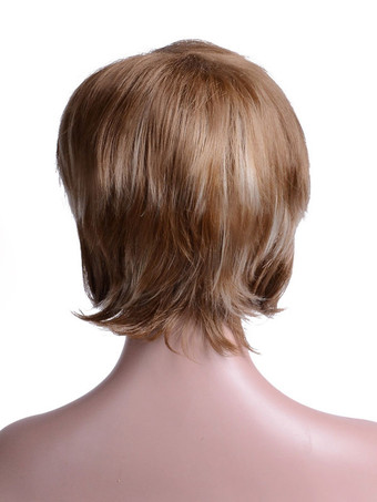 合成ウィッグライトアプリコットカーリーショートウィッグ女性用ショートウィッグ