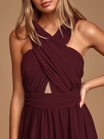 Robe de demoiselle d'honneur robe de cocktail de mariage en chiffon au sol