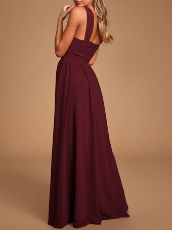 Robe de demoiselle d'honneur robe de cocktail de mariage en chiffon au sol
