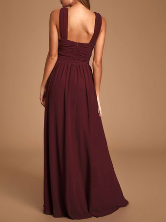 Robe de demoiselle d'honneur robe de cocktail de mariage en chiffon au sol