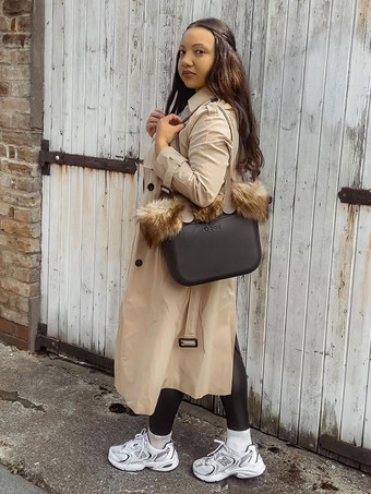 女性用ロングコートターンダウンカラー長袖カジュアル厚手カーキウールコート