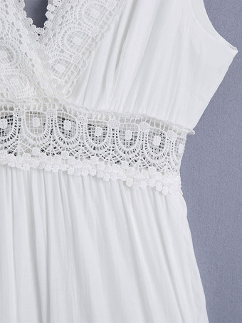 Maxi vestido con cuello en V sin mangas casual sin espalda vestido largo