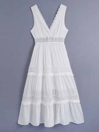 Maxi vestido con cuello en V sin mangas casual sin espalda vestido largo