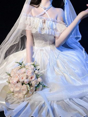 2点セット髪飾りドレス 甘ロリ 姫ロリドレス 半袖 髪飾り 真珠付き 白