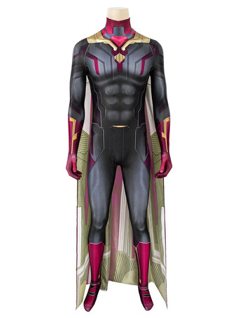 Conjunto de traje cosplay Avengers: Infinity War Vision Fibra de poliéster masculino macacão traje cosplay