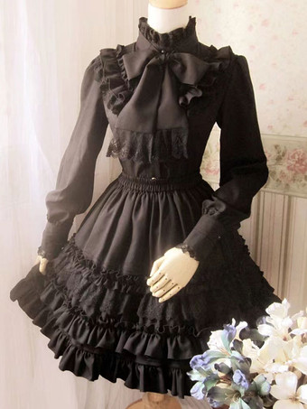 ブラック シャーリングシフォンロリータスカート　2025　ホワイトアイドル衣装　