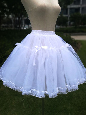 ホワイト ロリィタパニエ ペチコート 無地 ポリエステル クラシック＆トラディション ブラック