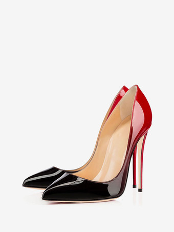Женщины Высокие каблуки натолкнулись на пальцы ног на насосах Черная обувь