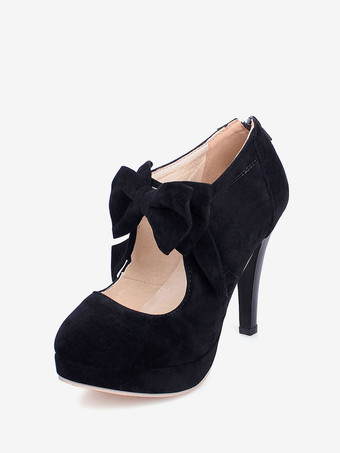 Zapatos Mary Jane con plataforma de gamuza y tacones altos negros