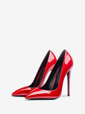 Escarpins femme talon haut vernis rouge bout pintu Chaussures sexy