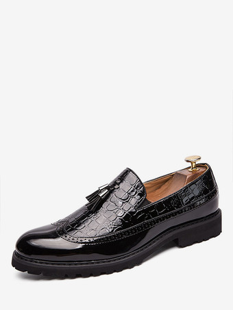noir   Mocassins à bout d'aile noir et blanc pour hommes Slip-On Chaussures de soirée de bal formelles