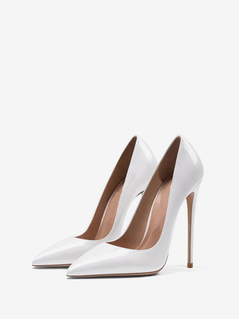 Zapatos De Tacón De Aguja De Charol Para Mujer Blanco