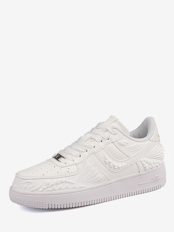 blanco Zapatillas de deporte para hombre Cozy Artwork Cuero de PU Punta redonda Zapatos de skate azules