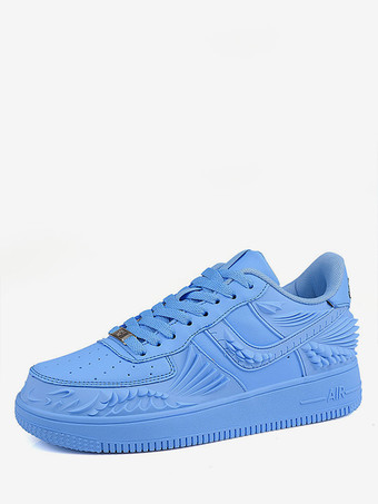 Agua azulZapatillas de deporte para hombre Cozy Artwork Cuero de PU Punta redonda Zapatos de skate azules