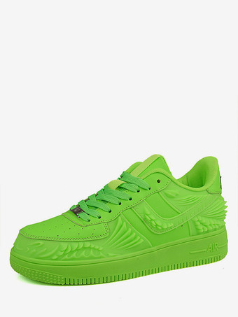 verde Zapatillas de deporte para hombre Cozy Artwork Cuero de PU Punta redonda Zapatos de skate azules