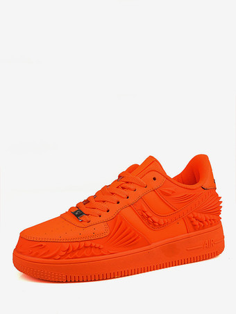 NaranjaZapatillas de deporte para hombre Cozy Artwork Cuero de PU Punta redonda Zapatos de skate azules