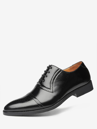 Black Men's Cap Toe Brogue Oxfords Wedding Dress Oxford Formal Shoes White
