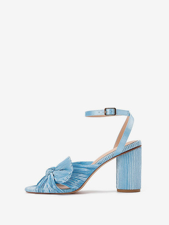 女性の弓結婚式のサンダルブロックヒールプロムシューズホワイトホームカミングシューズ